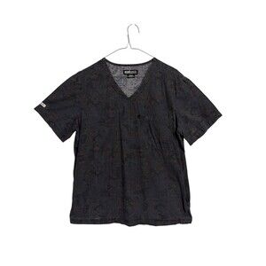 ECKO Unltd Scrub Top Medium Mens Gray Short Sleeve V-Neck 100% cotton Pocket